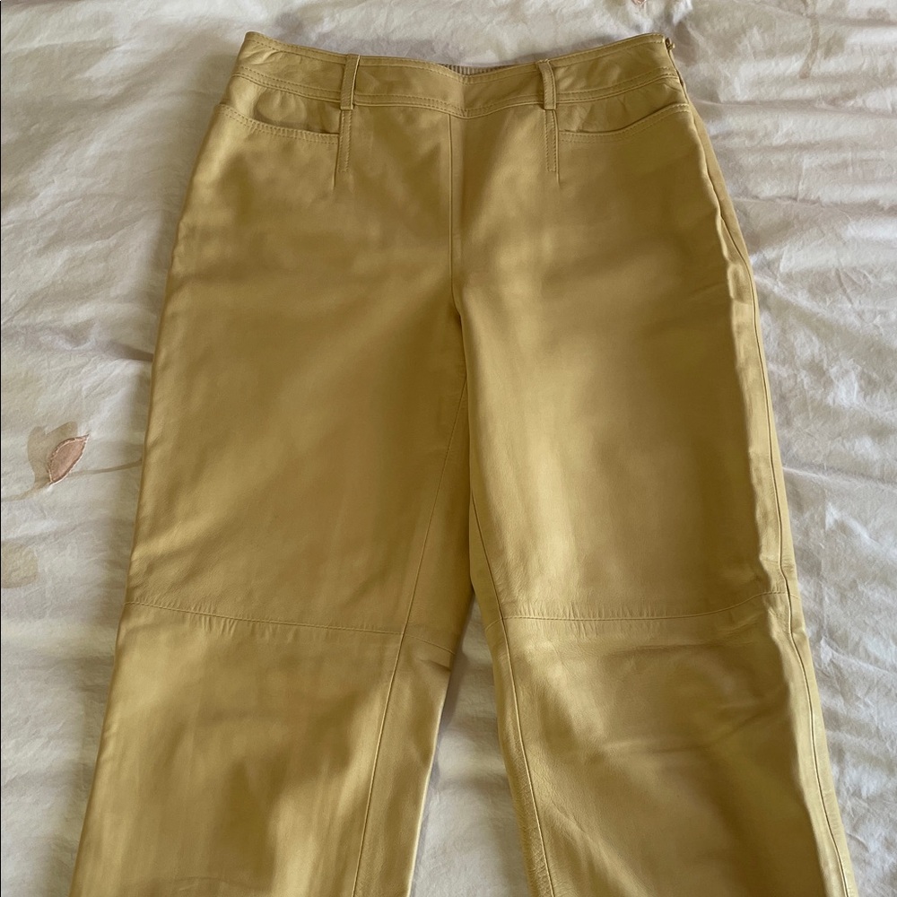 Worth Beige Cream Genuine Leather Pants Tall Leg Sz. 6